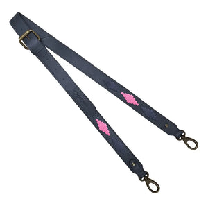 3cm Skinny Leather Strap w/ Navy & Pink Stitching by Pampeano Accessories Pampeano   