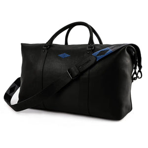 Caballero Large Travel Bag - Black Leather w/ Jean Navy Stitching by Pampeano Accessories Pampeano   