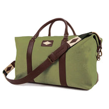 Caballero Large Travel Bag - Brown Leather & Forest Canvas w/ Cream Stitching by Pampeano Accessories Pampeano   