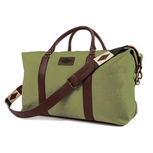 Caballero Large Travel Bag - Brown Leather & Forest Canvas w/ Dark Green Stitching by Pampeano Accessories Pampeano   
