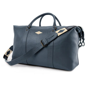 Caballero Large Travel Bag - Navy Leather w/ Cream Stitching by Pampeano Accessories Pampeano   