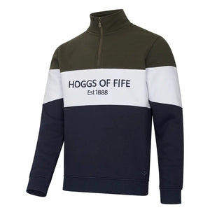 Dumfries 1888 Gents 1/4 Zip Sweatshirt - Forest/White by Hoggs of Fife Knitwear Hoggs of Fife   