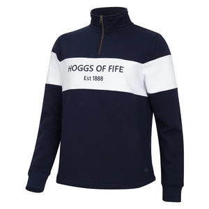 Dumfries 1888 Ladies 1/4 Zip Sweatshirt - Navy/White by Hoggs of Fife Knitwear Hoggs of Fife   