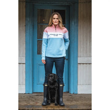 Dumfries 1888 Ladies 1/4 Zip Sweatshirt - Pink/White/Blue by Hoggs of Fife Knitwear Hoggs of Fife   