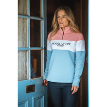 Dumfries 1888 Ladies 1/4 Zip Sweatshirt - Pink/White/Blue by Hoggs of Fife Knitwear Hoggs of Fife   