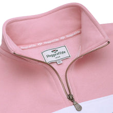 Dumfries 1888 Ladies 1/4 Zip Sweatshirt - Pink/White/Blue by Hoggs of Fife Knitwear Hoggs of Fife   