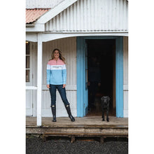 Dumfries 1888 Ladies 1/4 Zip Sweatshirt - Pink/White/Blue by Hoggs of Fife Knitwear Hoggs of Fife   