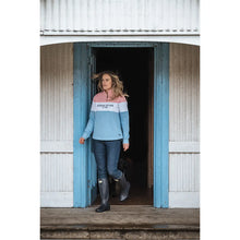 Dumfries 1888 Ladies 1/4 Zip Sweatshirt - Pink/White/Blue by Hoggs of Fife Knitwear Hoggs of Fife   