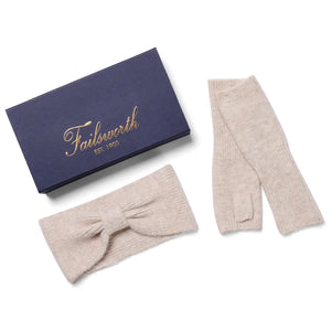 Emily Headband & Hand Warmer Gift Set - Oatmeal by Failsworth Accessories Failsworth   