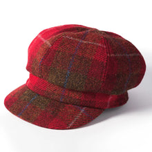 Harris Tweed Ladies Baker Boy Cap - Red Check by Failsworth Accessories Failsworth   