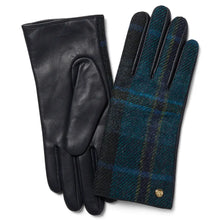 Ladies British Wool/Leather Country Gloves - Navy/Cyan by Failsworth Accessories Failsworth   