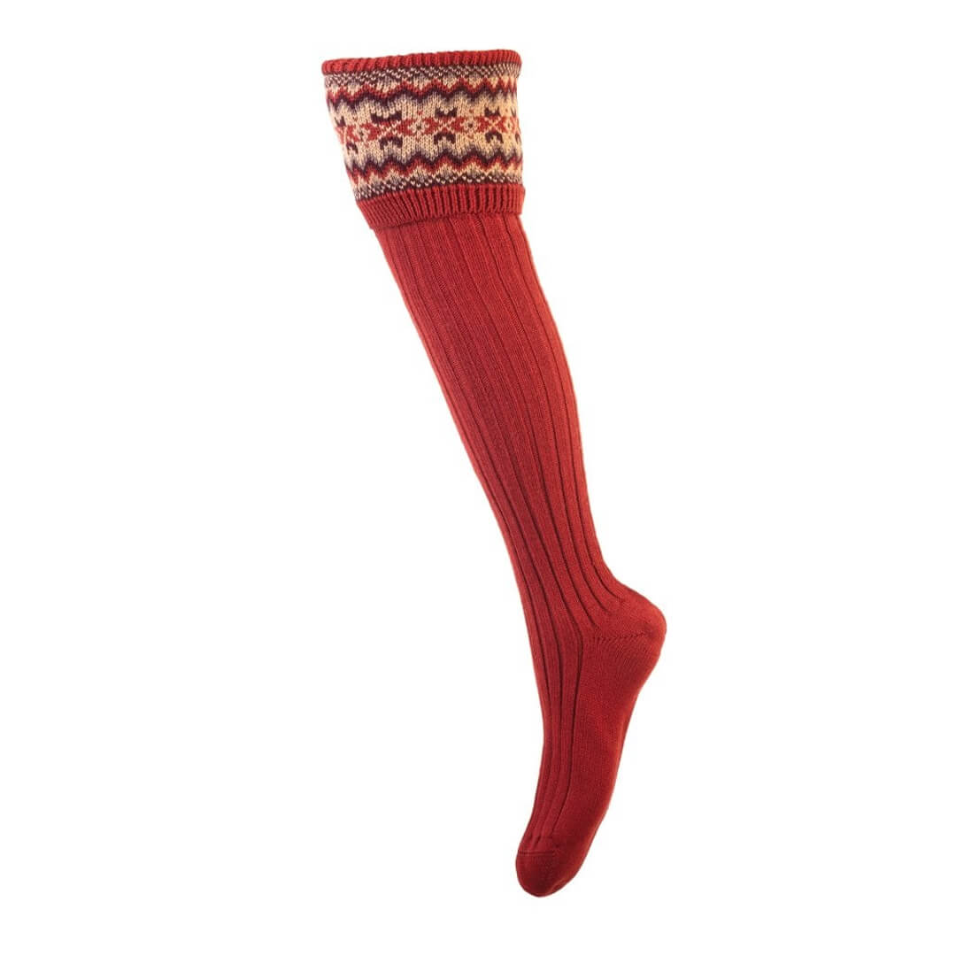 Lady Fairisle Sock Chestnut by House of Cheviot