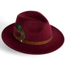 Northumberland Brushed Wool Felt Ladies Fedora - Redwood by Failsworth Accessories Failsworth   