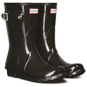 Original Short Gloss Wellington Boots - Black by Hunter Footwear Hunter   