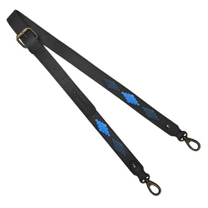 Skinny Black Leather Strap w/ Jean Navy & Blue Stitching by Pampeano Accessories Pampeano   