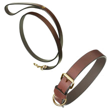 Plain Brown Leather Dog Collar & Lead by Pampeano Accessories Pampeano M / 50CM L / 2.5CM W Skinny 