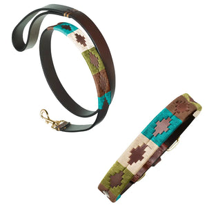 Leather Dog Collar & Lead - Terraqueo by Pampeano Accessories Pampeano M / 50CM L / 2.5CM W Standard 