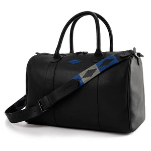 Varon Small Travel Bag - Black Leather w/ Jean Navy Stitching by Pampeano Accessories Pampeano   